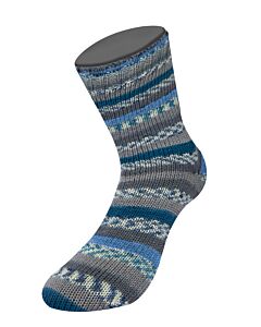 Lana Grossa Meilenweit Aktion kl.3035 (wit/grijs/blauw) 4-draads sokkenwol
