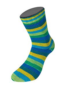 Lana Grossa Meilenweit Aktion kl.3036 (blauw/groen) 4-draads sokkenwol