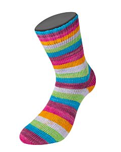 Lana Grossa Meilenweit Aktion kl.3035 (wit/grijs/blauw) 4-draads sokkenwol