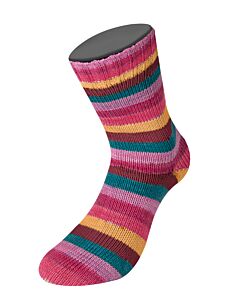 Lana Grossa Meilenweit Aktion kl.3035 (wit/grijs/blauw) 4-draads sokkenwol