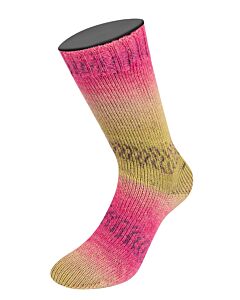 Lana Grossa Meilenweit Alpaca Print kl.2201 (paars/roze/beige/strogeel) sokkenwol 