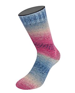 Lana Grossa Meilenweit Alpaca Print kl.2201 (paars/roze/beige/strogeel) sokkenwol 