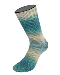 Lana Grossa Meilenweit Alpaca Print kl.2201 (paars/roze/beige/strogeel) sokkenwol 