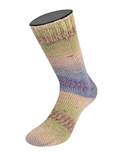 Lana Grossa Meilenweit Alpaca Print kl.2201 (paars/roze/beige/strogeel) sokkenwol 