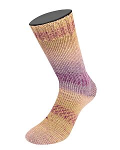 Lana Grossa Meilenweit Alpaca Print kl.2206 (beige/paars/lila/strogeel) sokkenwol