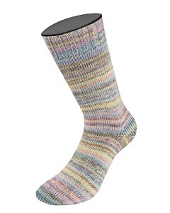 Lana Grossa Meilenweit Cashmere Inverno kleur 126 beige/grijs/geel/roze/blauw 4 draads sokkenwol.