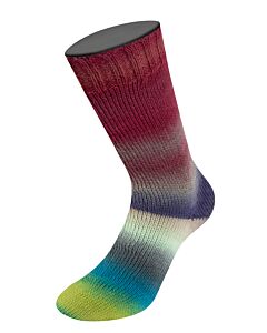 Meilenweit Color Mix Multi kleur 8021 rood/groen/paars/roze is een sokkenwol 