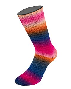 Lana Grossa Meilenweit Color Mix Sparks kl.7618 (fuchsia/groen/blauw/bruin, met glitter