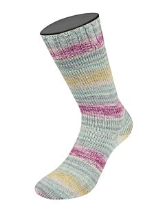 Lana Grossa Meilenweit 100 Cotone Vegano Mango kleur 4458 (lichtgrijs/roze/paars/bruin/oranje)