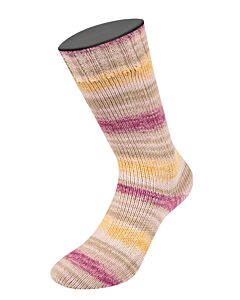 Lana Grossa Meilenweit 100 Cotone Vegano Mango kleur 4458 (lichtgrijs/roze/paars/bruin/oranje)