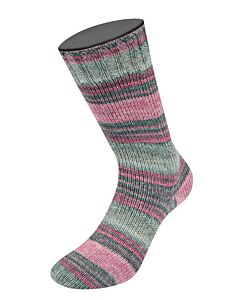 Lana Grossa Meilenweit 100 Cotone Vegano Arancia kleur 6173 (crème/roze/oranjebruin/groen)