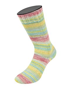 Lana Grossa Meilenweit 100 Cotone Vegano Mango kleur 4458 (lichtgrijs/roze/paars/bruin/oranje)