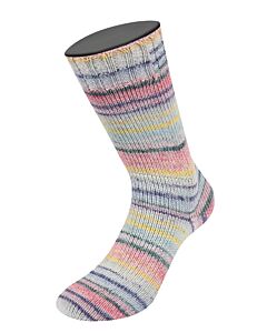 Lana Grossa Meilenweit 100 Cotone Vegano Mango kleur 4454 (blauw/paars/rood/oranje/geel/donkergroen)