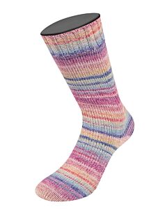 Lana Grossa Meilenweit 100 Cotone Vegano Mango kleur 4454 (blauw/paars/rood/oranje/geel/donkergroen)