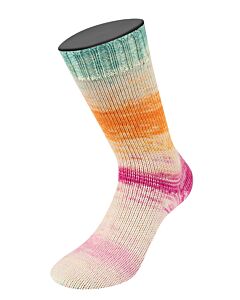 Lana Grossa Meilenweit Merino Dusk Hand-Dyed kleur 6209 (crème/roze/oranje/blauw)