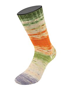 Lana Grossa Meilenweit Merino Dusk Hand-Dyed kleur 6210 (crème/rood/oranje/groen/lila)
