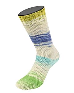 Lana Grossa Meilenweit Merino Dusk Hand-Dyed kleur 6213 (crème/groen/blauw)