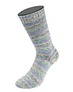 Lana Grossa Meilenweit Merino Mountain kleur 7601 wit/zwart/groen/blauw/roze