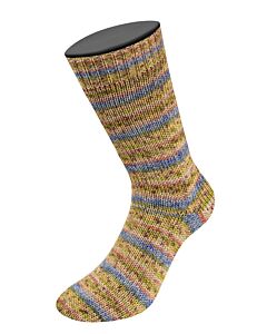 Lana Grossa Meilenweit Merino Mountain kleur 7605 crème/bruin/geel/paars/roze