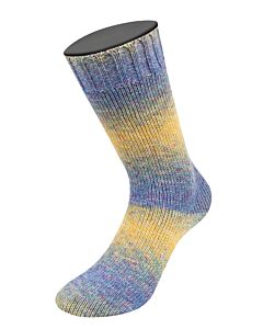 Lana Grossa Meilenweit Merino Extrafine Shades kl.7228 (crème/blauw/oranje)