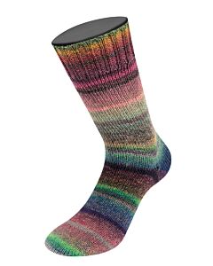 Lana Grossa Meilenweit Rainbow kleur 6409 (oudrood/paars/blauw/groen/zwart)