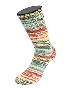 Lana Grossa Meilenweit Seta Asia kl.3171 (crème/fuchsia/petrol/groen/blauw/roze) is een 4-draadse sokkenwol