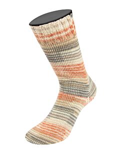 Lana Grossa Meilenweit Seta Asia kl.3174 (crème/blauw/paars/petrol/limoen) is een 4-draadse sokkenwol