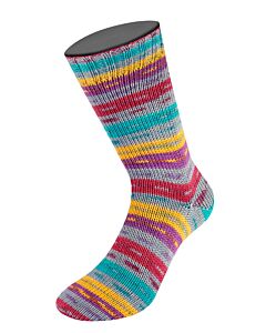 Lana Grossa Meilenweit Seta Lampone kl.3441 is een 4-draadse sokkenwol in 100gram bolletjes. Met 1 bol brei je een paar sokken tot maat 45.