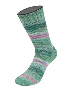 Lana Grossa Meilenweit Seta Asia kl.3178 (crème/grijs/roze/paars/oranje/groen) is een 4-draadse sokkenwol