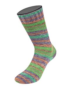 Lana Grossa Meilenweit Seta Asia kl.3178 (crème/grijs/roze/paars/oranje/groen) is een 4-draadse sokkenwol