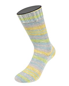 Lana Grossa Meilenweit Seta Asia kl.3178 (crème/grijs/roze/paars/oranje/groen) is een 4-draadse sokkenwol