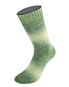 Lana Grossa Meilenweit Merino Woolycell Duo kl.6008 groen/grijs 4-draads sokkenwol 100gr.