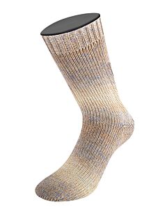 Lana Grossa Meilenweit Merino Woolycell Duo kl.6009 beige/paars 4-draads sokkenwol 100gr.