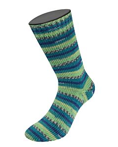 Lana Grossa Meilenweit Merino Woolycell Freddo kl.6045 grijs/zwart 4-draads sokkenwol.