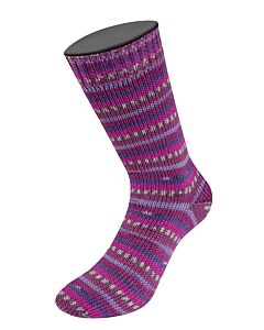 Lana Grossa Meilenweit Merino Woolycell Freddo kl.6045 grijs/zwart 4-draads sokkenwol.