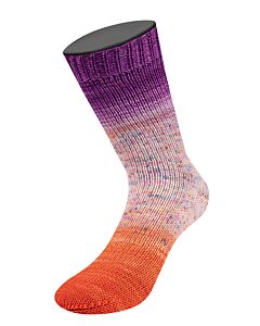 Lana Grossa Meilenweit Merino Dip Hand-Dyed kl.5302 (wit/oranje/paars)