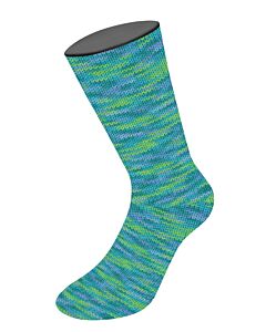 Lana Grossa Meilenweit Multi kl.9966 8-draads sokkenwol (groen/blauw)