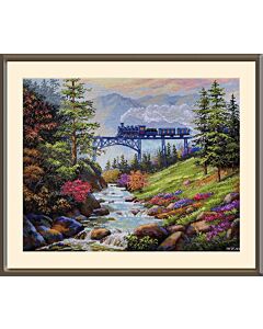 Borduurpakket bergspoor -Mountain Railway  k-205 met telpatroon 