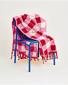 Pingouin Granny Squares Plaid vichy roze/rood garenpakket