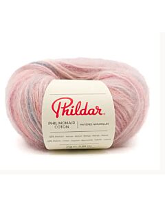 Phildar Phil Mohair Coton kl.Confettis Jaune (ecru/paars/roze)