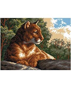 Voorbedrukte aida stof  puma van Matryonin Posad zonder borduurgaren