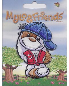 Mylo & Friends met blauwe pet applicatie.