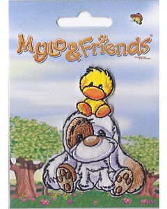 Mylo & Friends zittend met een kuikentje op hoofd applicatie