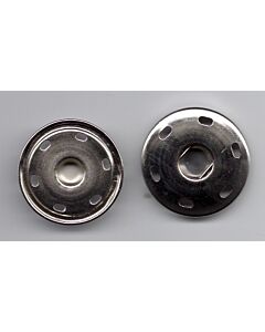 Naaibare drukknoop 21mm nikkel van eigen merk.