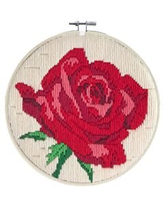 Borduurpakket platsteek rode roos incl borduurring van Needleart World LST3.005