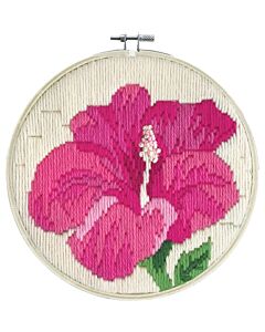 Borduurpakket platsteek Hibiscus Blush incl borduurring van Needleart World LST3.006