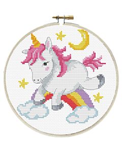 Voorbedrukt borduurpakket Eenhoorn Frolic Needleart World 240.056