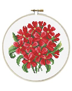 Voorbedrukt borduurpakket rood boeket Needleart World 240.064