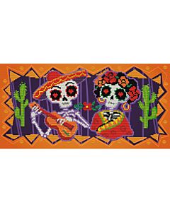 Voorbedrukt borduurpakket day of the dead op aida Needleart World 250.004