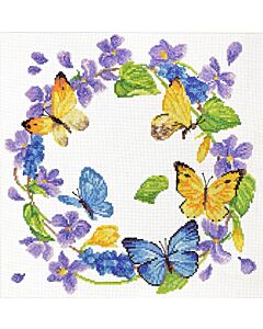 Voorbedrukt borduurpakket zomerkrans op aida Needleart World 340.037